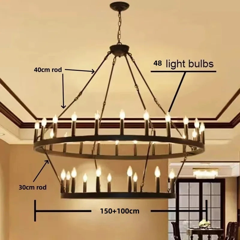 DecorBites™ Black Metal LED Pendant Chandelier for Living Room and Stairs