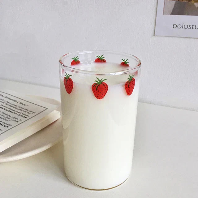 كوب عصير الفراولة اللطيف من DecorBites™ مع ماصات - قدح عصير شفاف وجذاب