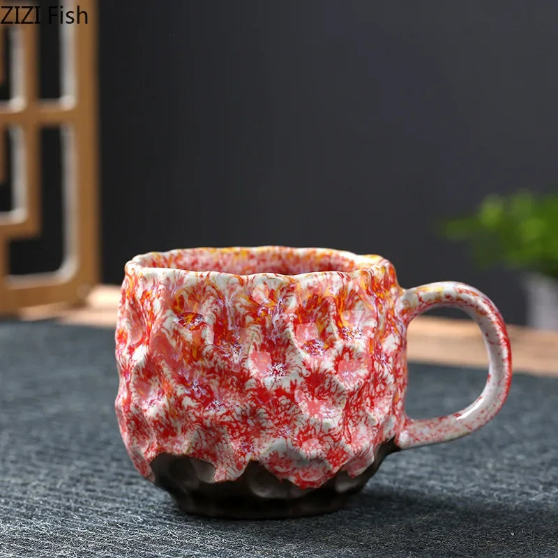 DecorBites™ Hammer Pattern Ceramic Mug Set for Dining Table and Coffee, Tea, Juice