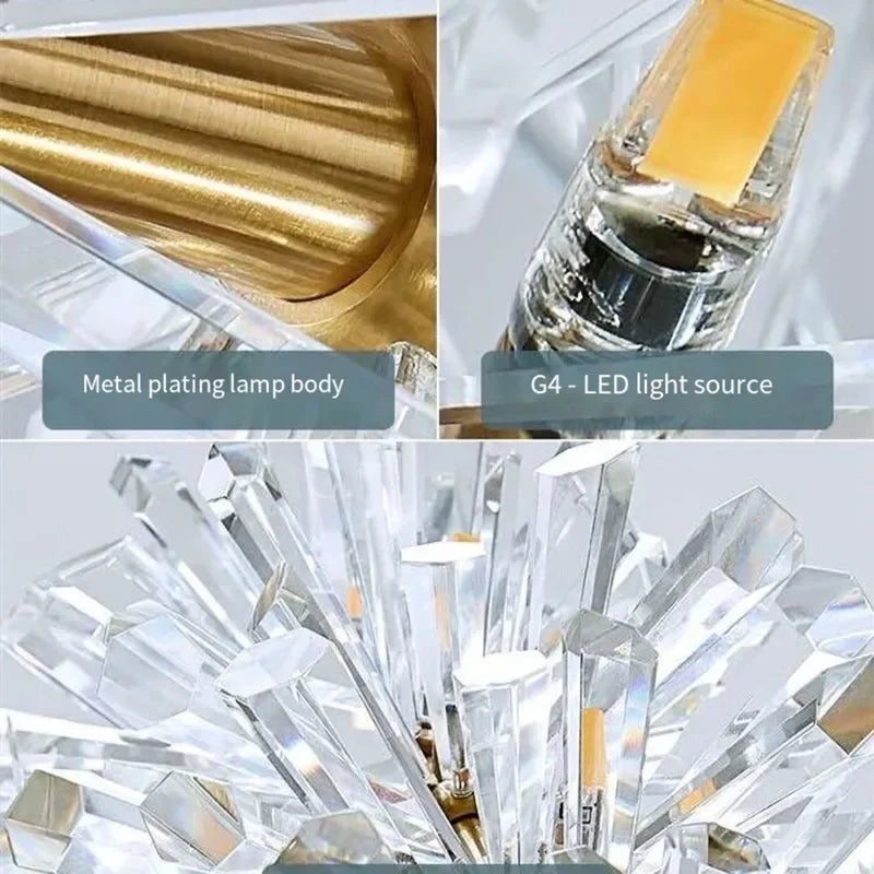 DecorBites™ Crystal Flower Chandelier: Modern Nordic Luxury LED Ceiling Lamp for Living Room