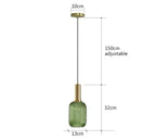 Nordic Ribbed Glass Pendant Light in Green, Grey or Amber