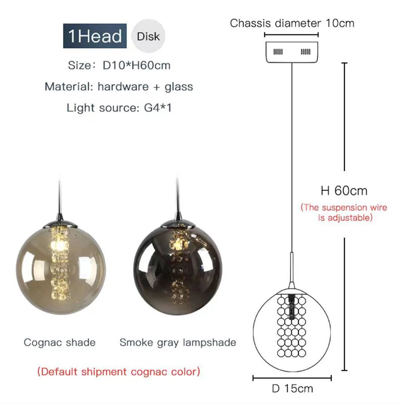 Modern Spiral Glass Ball Pendant Chandelier