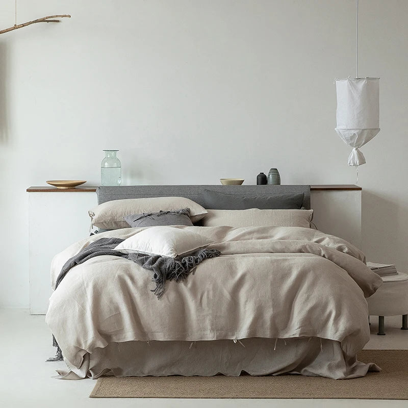 DecorBites™ 100% Linen Bedding Set - Vintage Wabi-Sabi Style Home Textiles