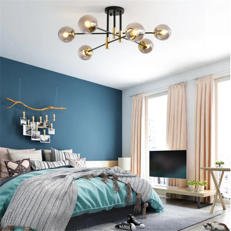 DecorBites™ Glass Ball LED Chandelier for Modern Living Room and Kitchen Lighting