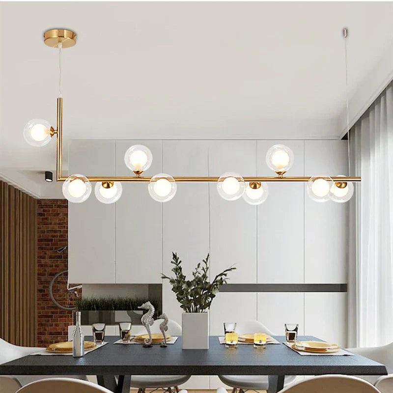 DecorBites™ Double Glass Lampshade Chandelier with LED Suspension – Stylish Ceiling Fixture for Dining Room