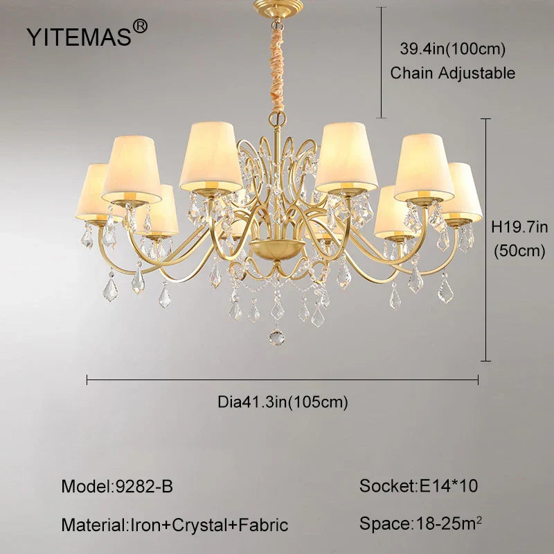 DecorBites™ ثريا ذهبية كريستالية بظل مصباح لغرفة المعيشة وغرفة النوم والمطبخ الأنيقة