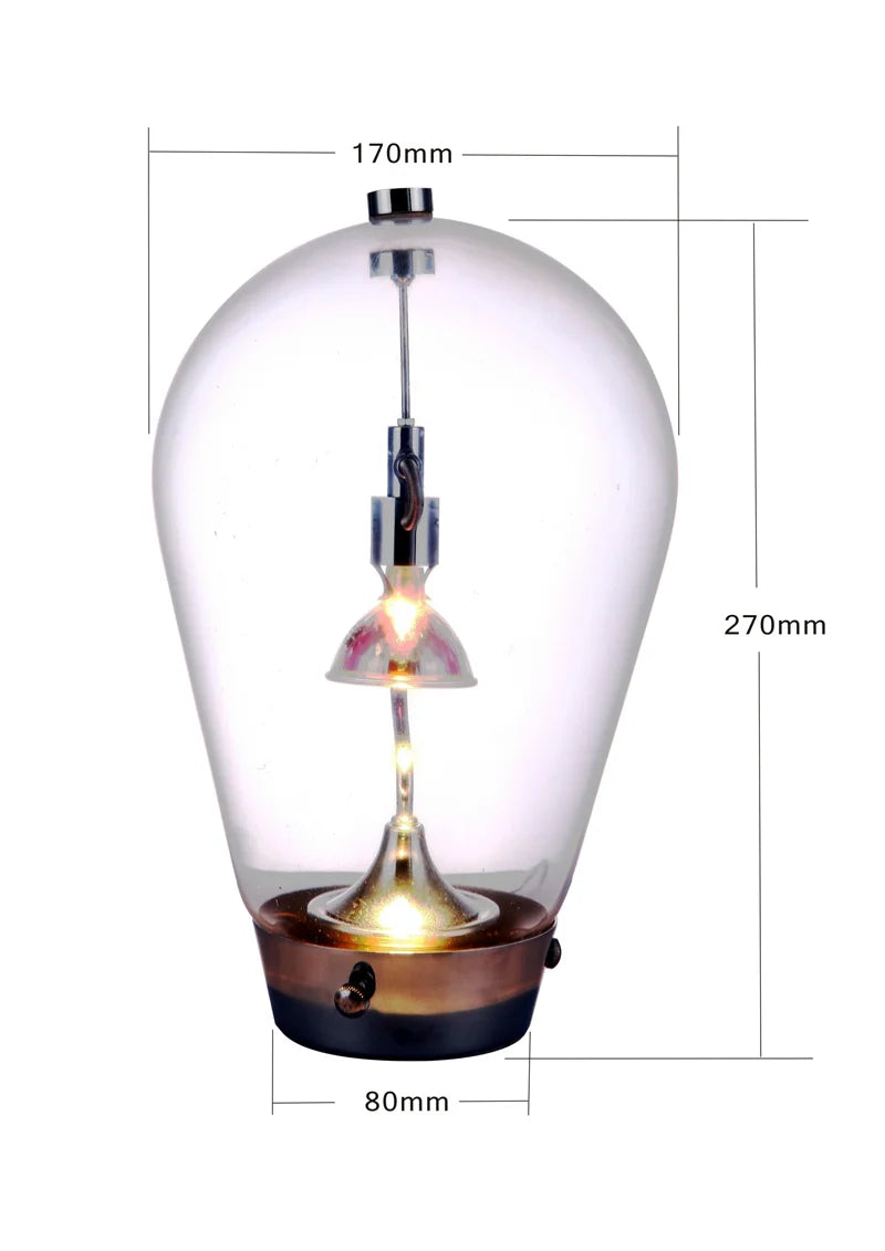 DecorBites™ Lodes Blow Glass Table Light: Adjustable Modern Chrome Lamp for Home, Store, and Bar