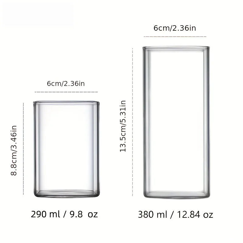 DecorBites™ Creative Square Glass Cold Drink Cup - Large Capacity Iced Coffee and Milk Tea Cup