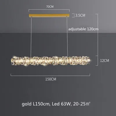 مصابيح قلادة LED كريستالية من DecorBites™ | مصباح حلقي معلق قابل للتعتيم | تركيبات ديكور فاخرة حديثة