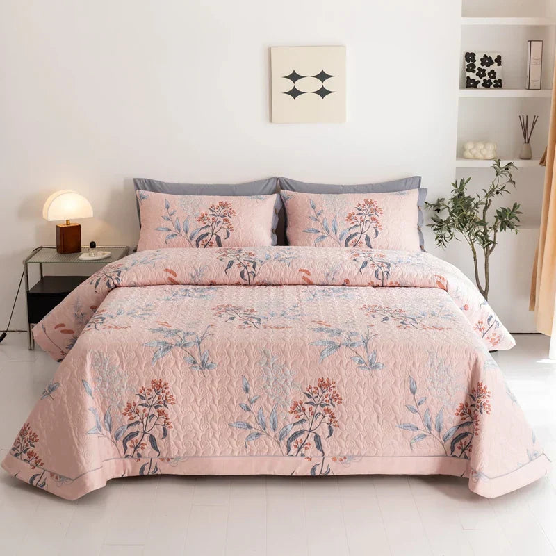 DecorBites™ Cotton Quilted Bedspread Bed Cover Set for Queen King Double Bed