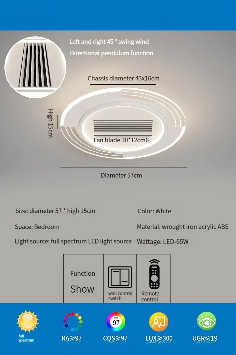 مروحة سقف DecorBites™ LED بدون شفرات مع جهاز تحكم عن بعد لغرفة المعيشة الحديثة