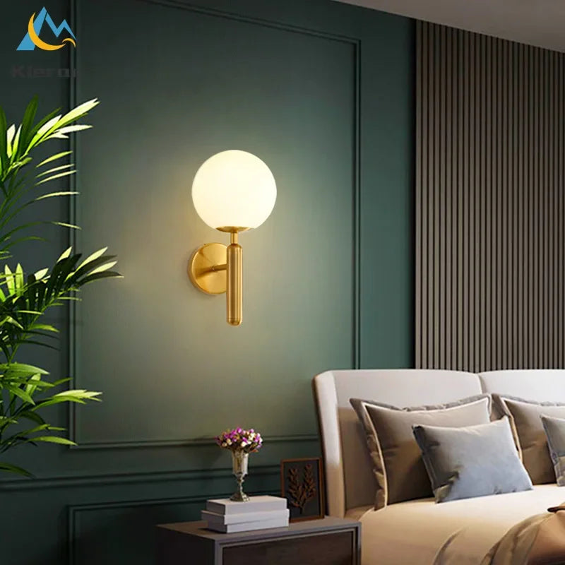 مصابيح حائط LED كروية زجاجية من ديكور بايتس™ لغرف النوم وغرف المعيشة والإضاءة الجانبية للسرير