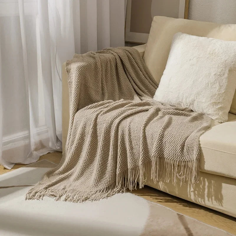 بطانية رمي محبوكة بنمط شبكي على شكل أناناس من DecorBites™ - بطانية أريكة بتصميم نورديك لديكور المنزل