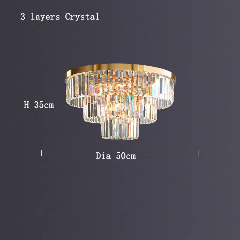 مصابيح سقف كريستالية ذهبية LED من DecorBites™: تجهيزات فاخرة لديكور المنزل