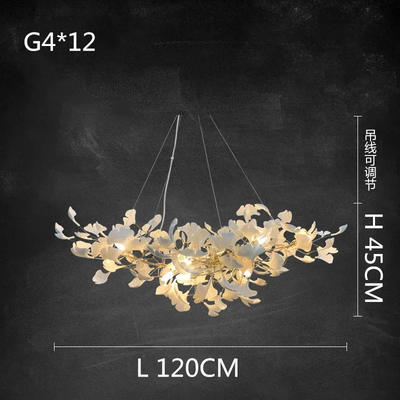 DecorBites™ Ginkgo Branch Ceramic Chandelier for Luxe Dining & Study Room