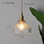Japanese Pastoral Glass Pendant Light With Copper Accents