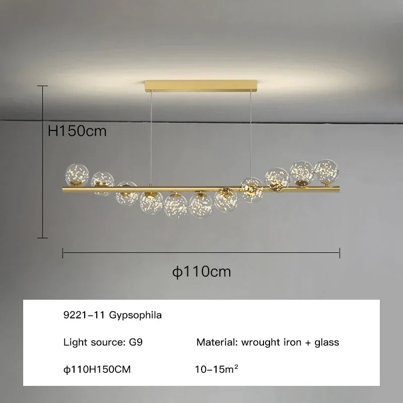 DecorBites™ Glass Ball G9 LED Ceiling Chandelier for Living Dining Kitchen Decor