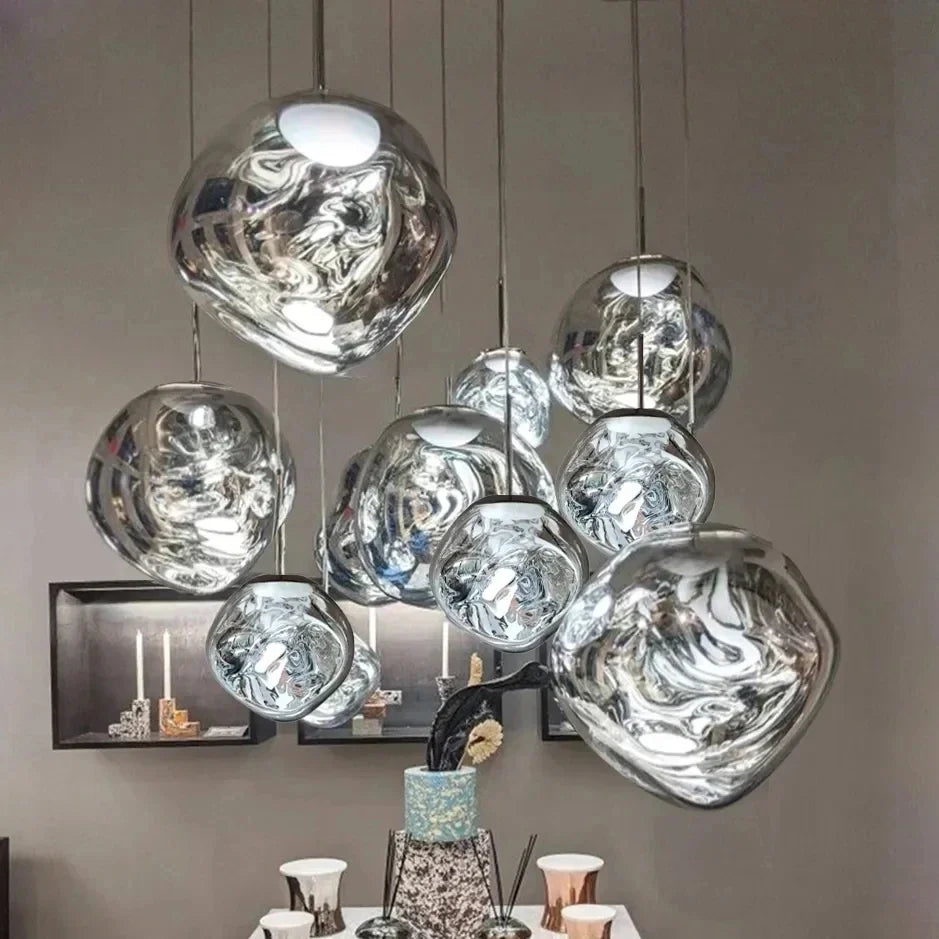 ثريا معلقة على شكل مصباح زجاجي لافا من DecorBites™ بإضاءة LED، مصباح داخلي حديث معلق لديكور المنزل