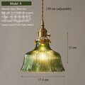 Vintage Green Glass Pendant Light With Brass Finish
