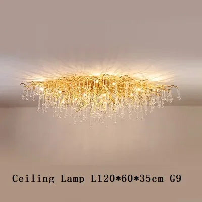 DecorBites™ Copper Branch Water Crystal Chandelier for Luxury Living Room and Salon