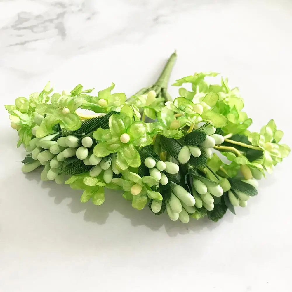 DecorBites™ Green Plant Flower Cherry Stamen Berries Bundle for DIY Decor and Gifts