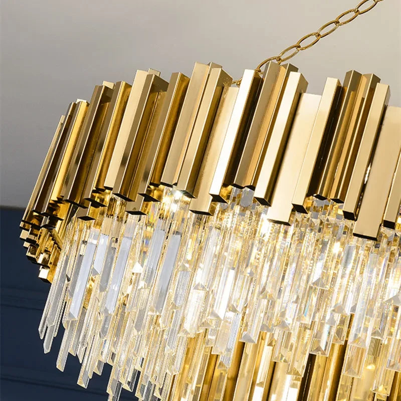 أضواء قلادة كريستال LED ذهبية من DecorBites™ لغرفة الطعام - تركيبات تعليق داخلية مذهلة