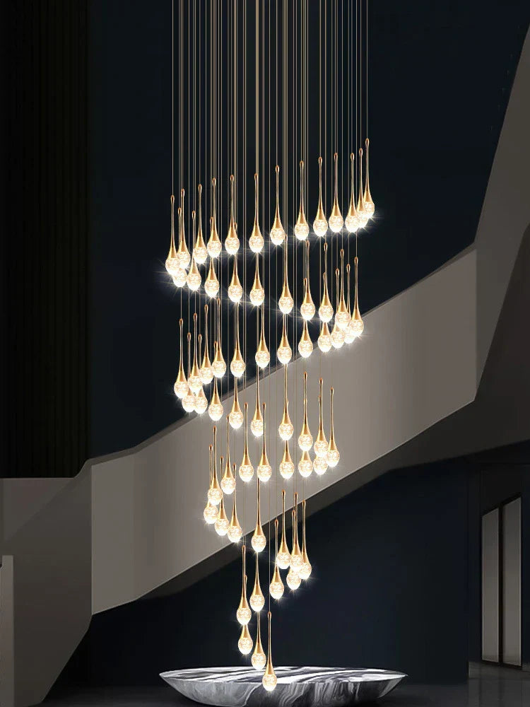 DecorBites™ Crystal LED Chandeliers: Elegant Staircase Hanging Lights for Luxe Living Spaces