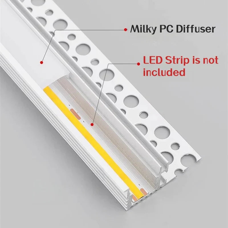 DecorBites™ قناة LED ألومنيوم مدمجة بخط خصر لإضاءة الزوايا الخلفية