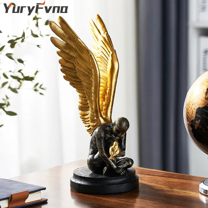 DecorBites™ Abstract Golden Character Resin Statue Modern Home Decor Ornament Scandinavian Style