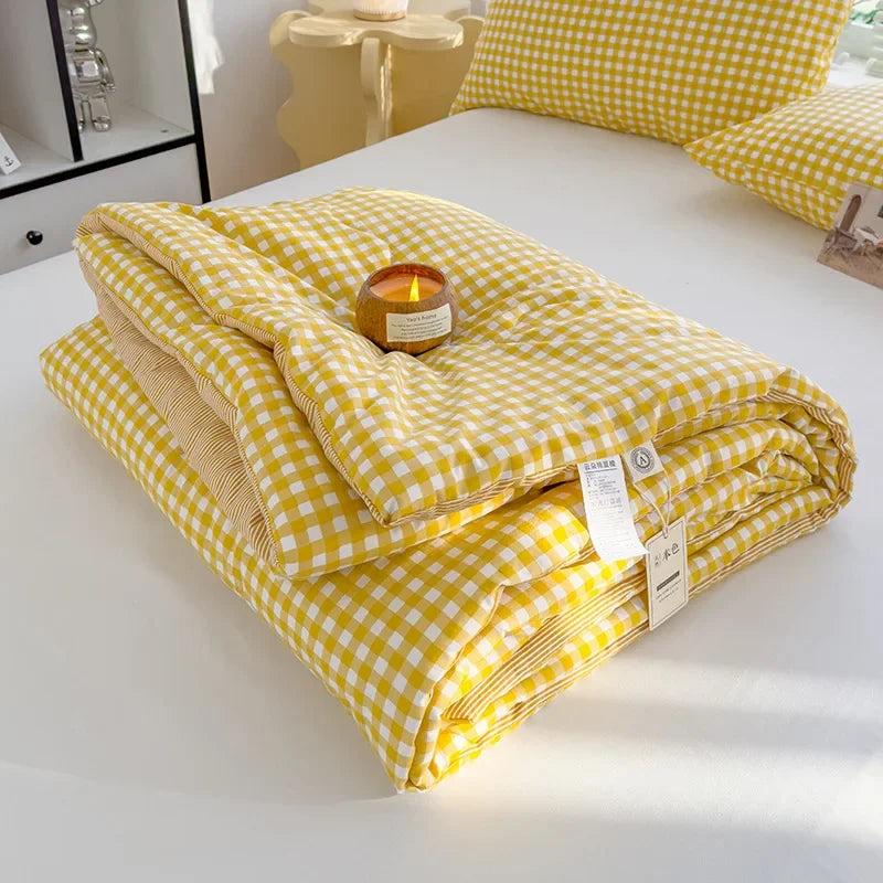 DecorBites™ Cotton Summer Quilt with Soybean Fiber Filling - Thin Comforter for All Seasons