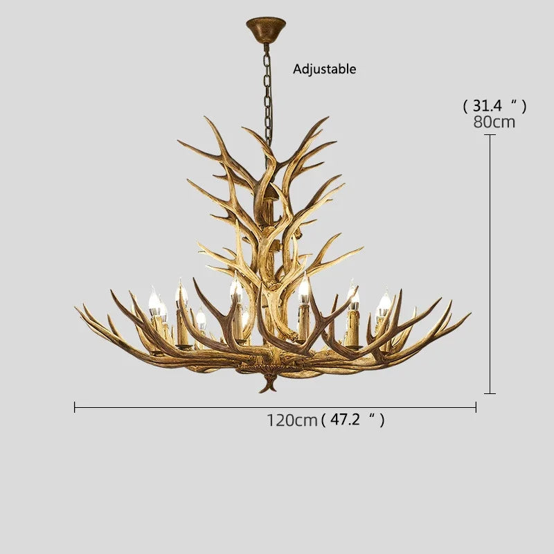 DecorBites™ Antler LED Chandeliers: Creative Retro Resin Pendant Lamps for Home & Hospitality Lighting
