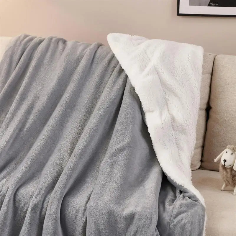 DecorBites™ Cozy Sherpa Twin Blanket: Super Soft Fleece & Velvet Plush Reversible Warm Winter Bed Blanket