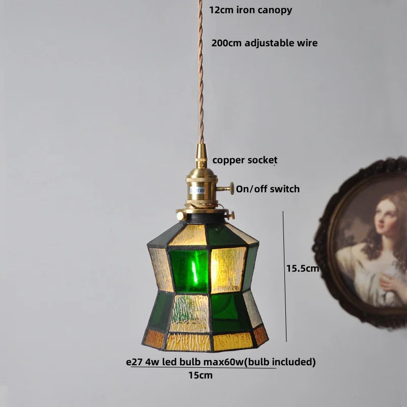 DecorBites™ Glass LED Pendant Lamp Walnut Wood Copper Switch Nordic Hanging Light