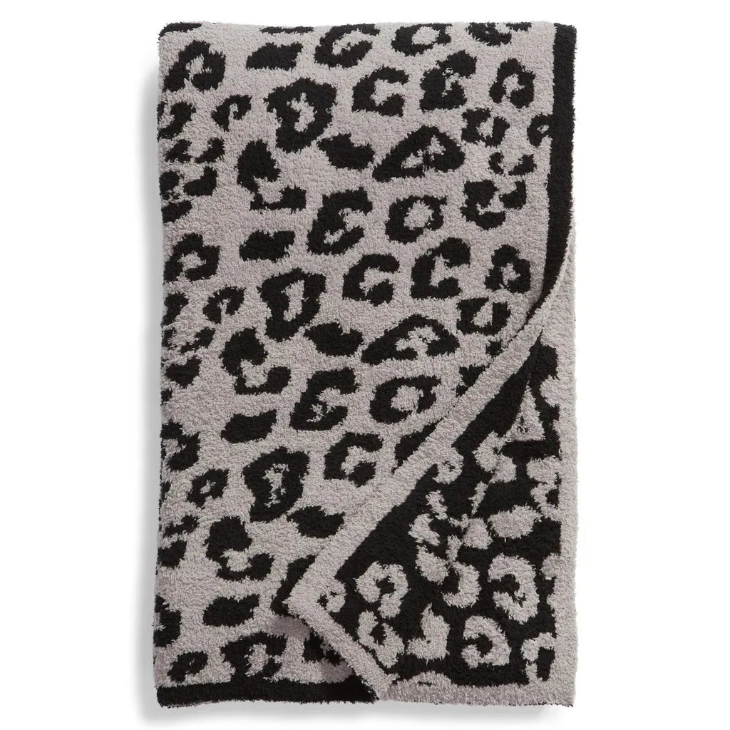 DecorBites™ Leopard Print Knitted Fleece Blanket: Super Soft & Lightweight for Sofa Nap