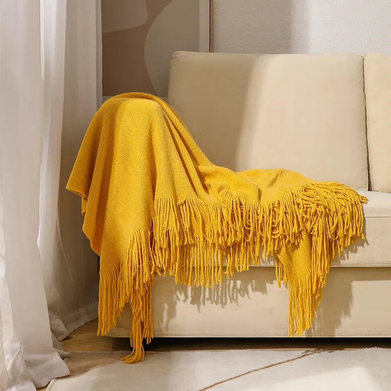 بطانية أريكة منسوجة Nordic DecorBites™ - فوطة نهاية سرير ناعمة من مزيج الصوف لديكور غرف نوم الفنادق