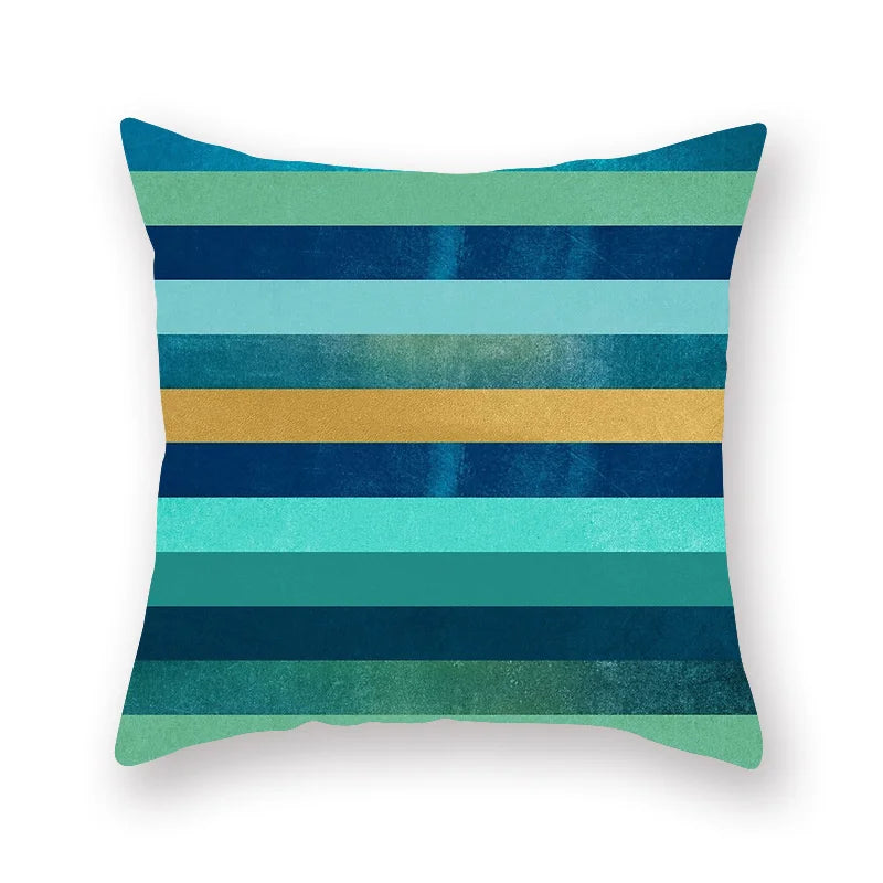 DecorBites™ Geometric Leaf Flower Pillowcase Teal Blue Sofa Car Home Decor Throw Cover