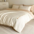 DecorBites™ Cotton Solid Color Bedding Set, Premium Quality Embroidery Quilt Cover, Single Bed.