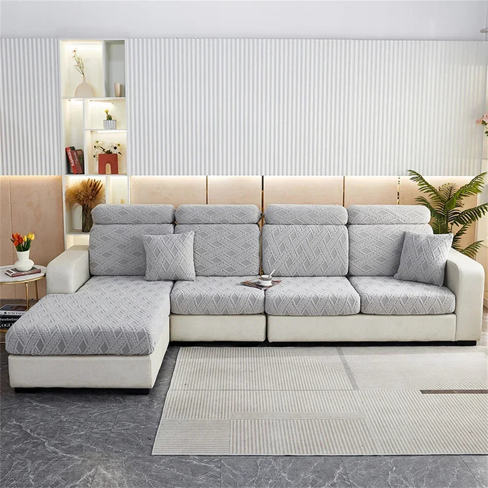DecorBites™ Jacquard Velvet Sofa Seat Covers: Luxury Polar Fleece Stretch Protector