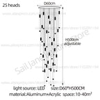 Modern Staircase Pendant Chandelier in Black or Gold
