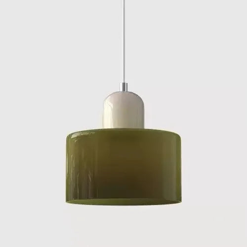 Vintage Stained Glass Mini Pendant Light in Pink Green White