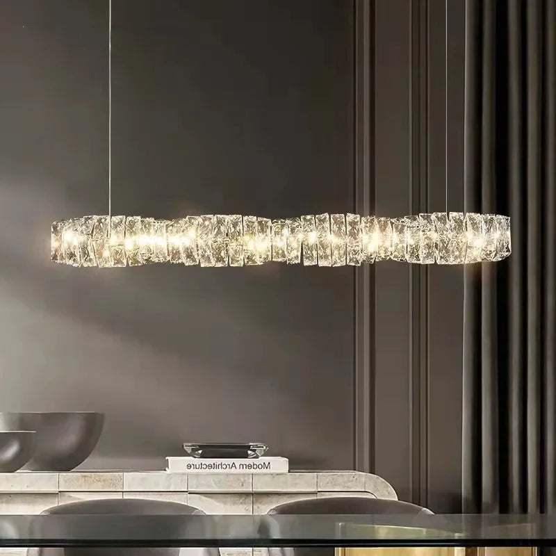 مصابيح قلادة LED كريستالية من DecorBites™ | مصباح حلقي معلق قابل للتعتيم | تركيبات ديكور فاخرة حديثة