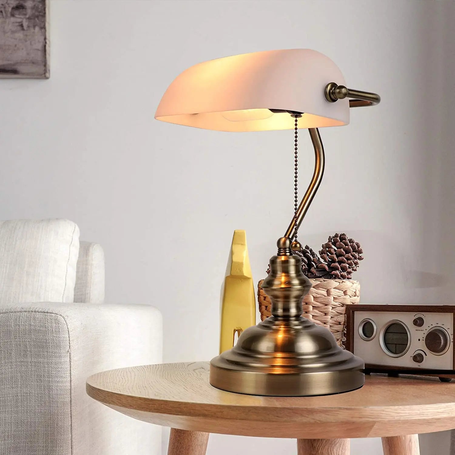 DecorBites™ Glass Banker Lamp Cover - Elegant Lampshade in Green/Blue/Amber/White