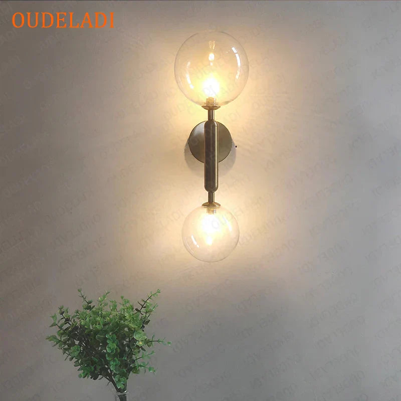 DecorBites™ Golden LED Wall Sconce with Milky Glass Ball, 2 G4 Bulbs