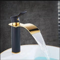 Robinet mitigeur d'évier DecorBites™ cascade doré et blanc pour salle de bain, eau chaude et froide