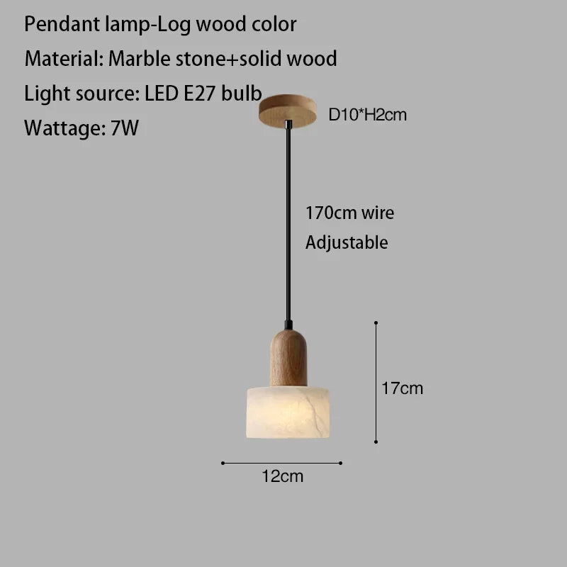 Wabi-Sabi White Marble Stone Pendant Light