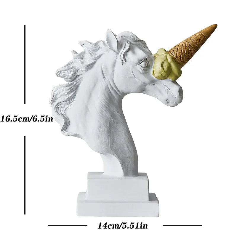 DecorBites™ Ice Cream Horse Head Resin Sculpture Figurine for Home Office Decor & Gifts