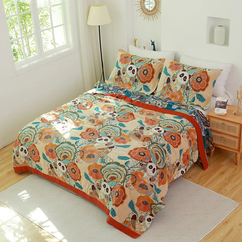 Couverture Serviette en Gaze de Coton DecorBites™ - Jacquard Double Face Teint en Fil pour Adultes et Enfants