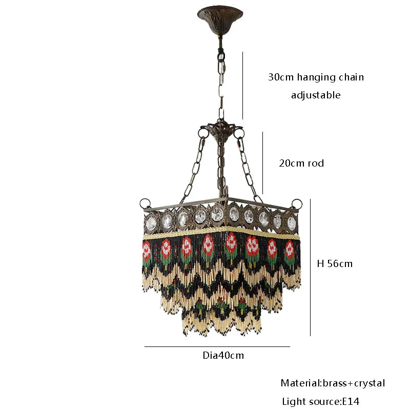 نجف كريستالي نحاسي فرنسي من DecorBites™ - مصابيح أوروبية كلاسيكية معلقة لغرفة المعيشة وغرفة النوم
