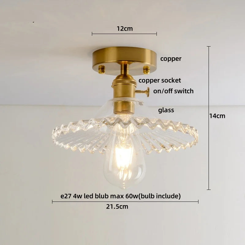 DecorBites™ Amber Ice Crack Glass Wood Ceiling Light - Nordic Modern LED Fixture
