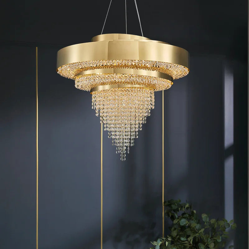 ثريا كريستال ذهبية من DecorBites™ لغرف المعيشة والطعام الفاخرة